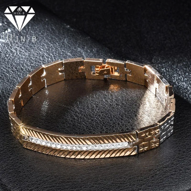 WIN B Lucky мужской браслет цепочка в стиле панк очаровательный медный сплав фианит