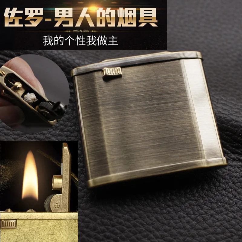 

Zorro Extra-thin Refillable Kerosene Cigarette Lighters Copper Torch Lighter Smoking Accessories Luxury Gift for Men with Box