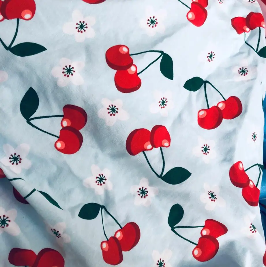 100*150 ткань для рукоделия Сделай Сам синяя красная вишня детская одежда с принтом