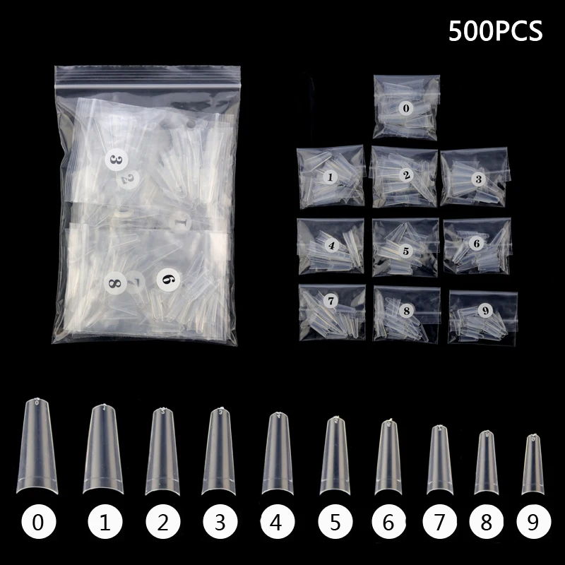 

500pcs French Natural Transparent False Nail Art Tips Coffin False Nails Tips Acrylic UV Gel Nail Polish Manicure Press On Nails