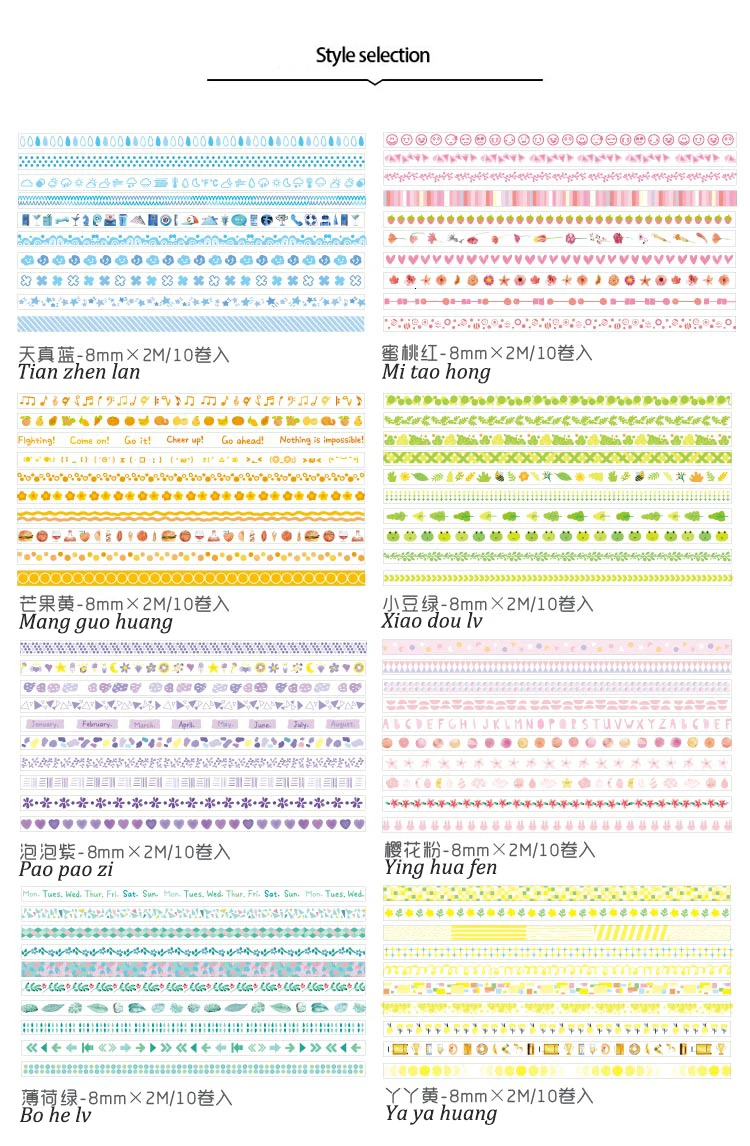 JIANWU 10 шт./компл. 8 мм X 2 м deco Washi лента шаблон Сакура набор для скрапбукинга "сделай сам" Стикеры пуля школьный журнал магазина канцелярских принадлежностей
