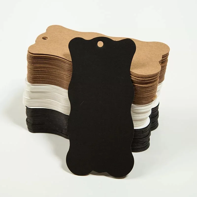 White Black Brown Kraft Paper Tags Label Luggage Wedding Note Blank Price Hang Tag Card 5x10cm 100pcs/lot | Дом и сад