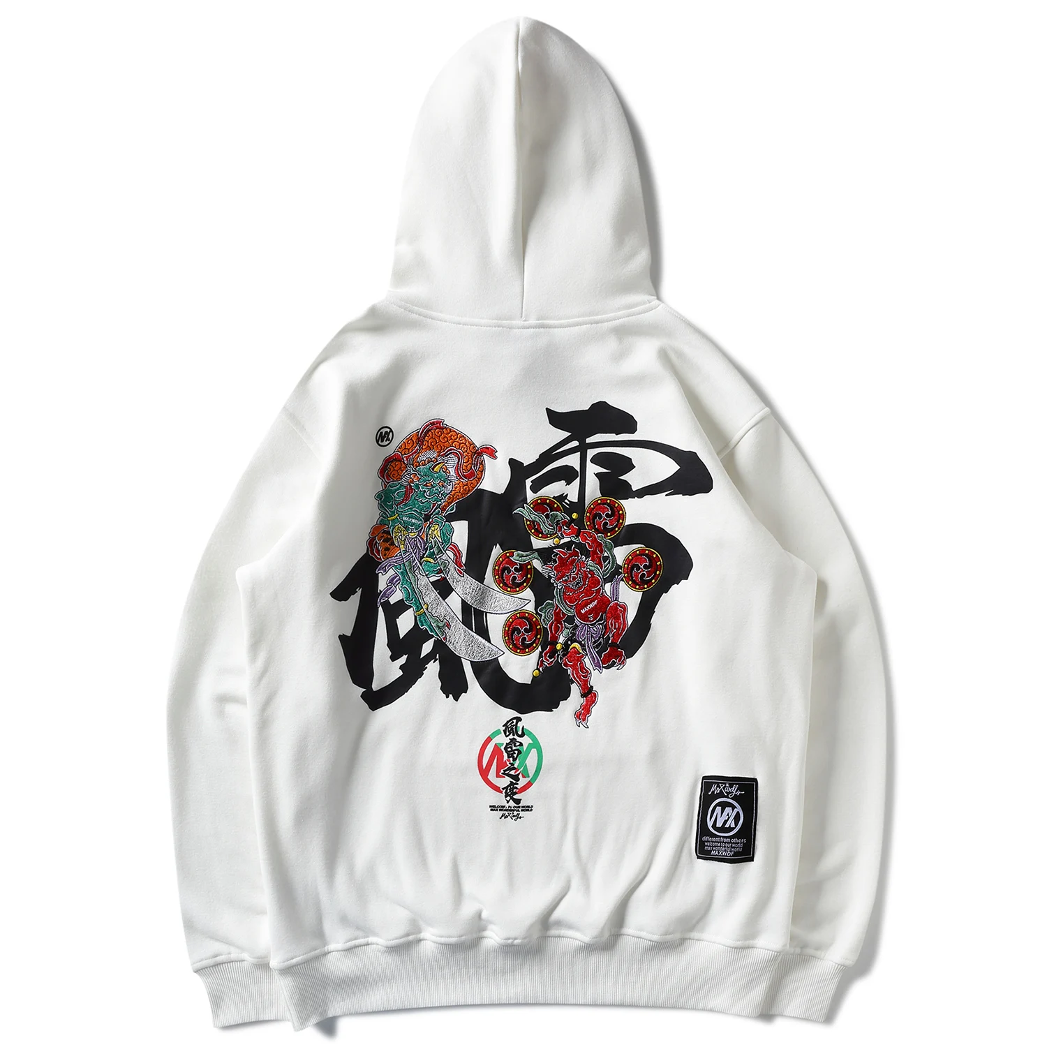 Oufisun для мужчин в стиле хип-хоп с вышивкой гром Ветер мужские толстовки капюшоном