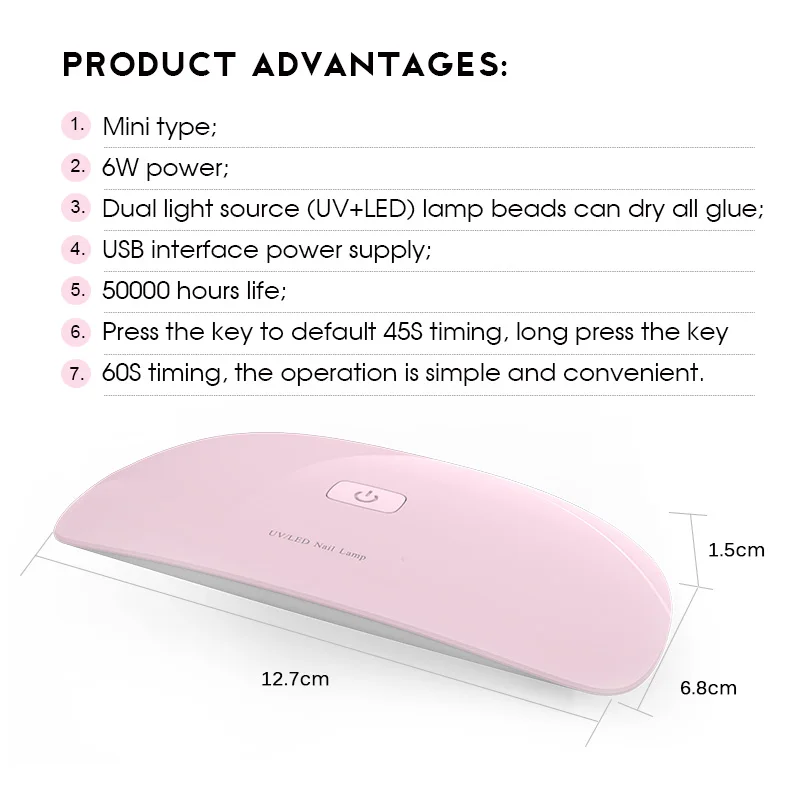 Saviland портативный Сушилка для ногтей 6 Вт Мини светодиодный светильник USB зарядка