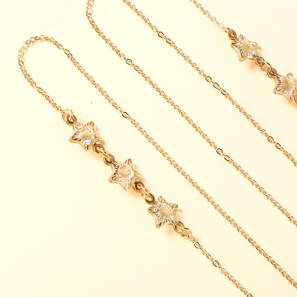 

1pcs Five-pointed Star Eyeglass Chains Simple Metal Diamond-studded Face Mask Chain Necklace Sunglasses Eyewear Strap Holder