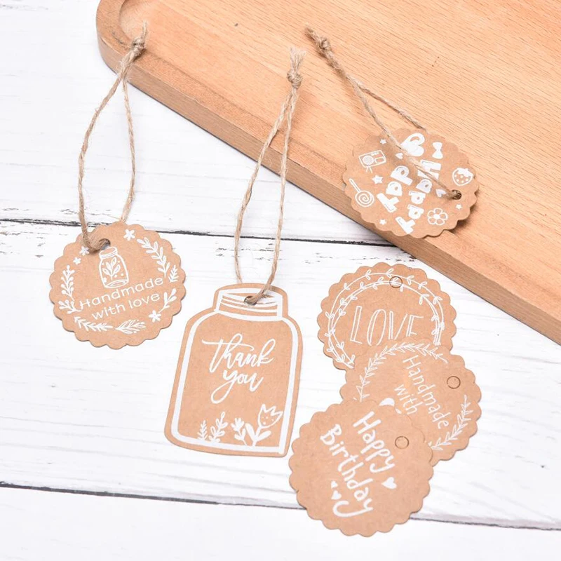 

100Pcs Christmas Gift Tags Kraft Paper Tag Label Xmas Gift For Party DIY Price Label Gift Box Hang Tag Garment Tags