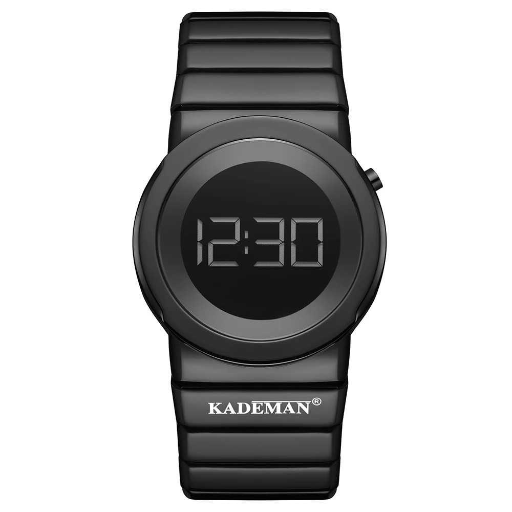 KM9052-6 KADEMAN Топ бренд стильный женский мини-чехол многоцветный Водонепроницаемый повседневные из нержавеющей стали простота Цифровые кварцевые женские часы - Цвет: KM9052-6