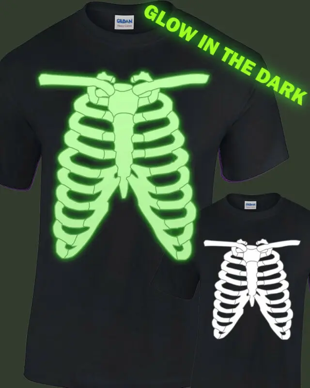 Ribcage светится в темноте Футболка мужская женская светящийся костюм на