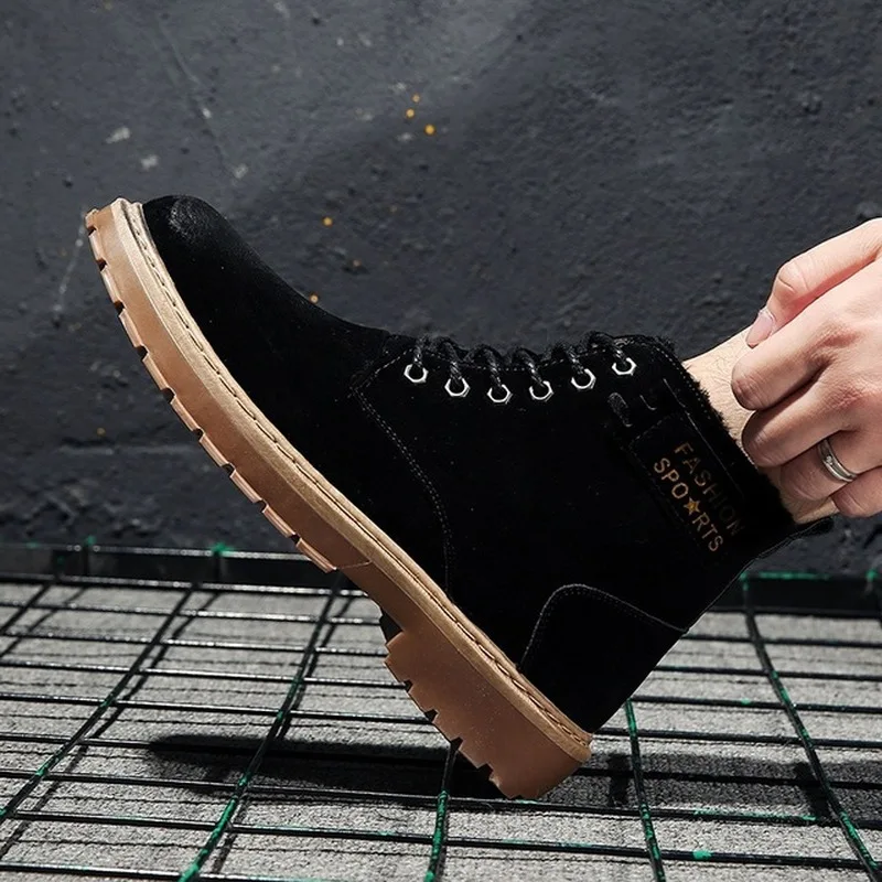 Новые мужские ботинки Сапоги для верховой езды зимние плюшевые теплые