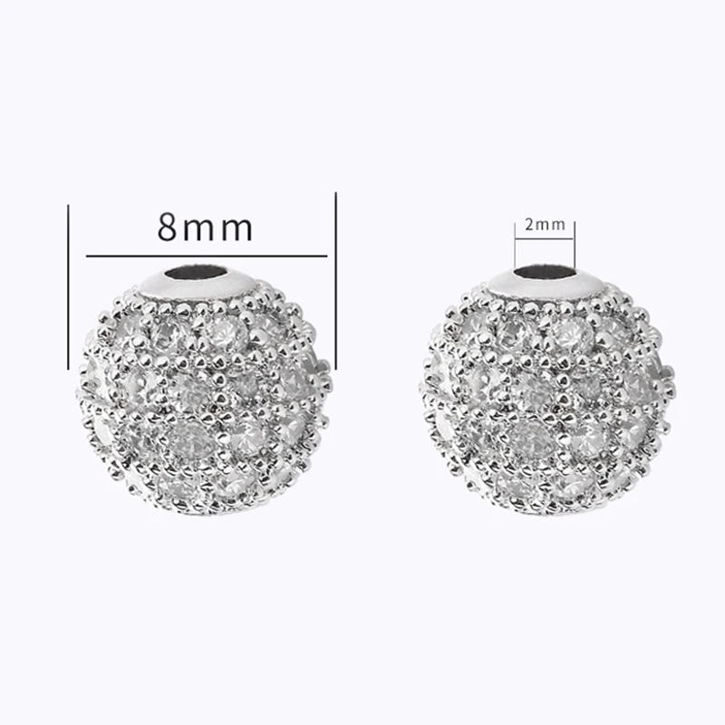 

1pc Copper Micro Pave Mix Color Cubic Zirconia Disco Ball Round Bead Spacer Beads For Bracelet Jewelry Making DIY Accessory
