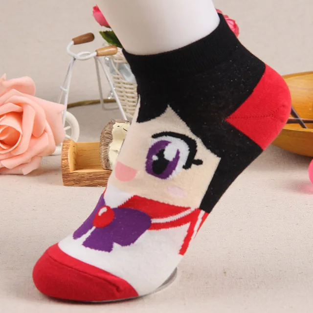 Носки с героями мультфильмов набор носков до лодыжек Sox для женщин Сейлор Мун для девочек весна осень лето зима забавные носки Супермен - Цвет: Red