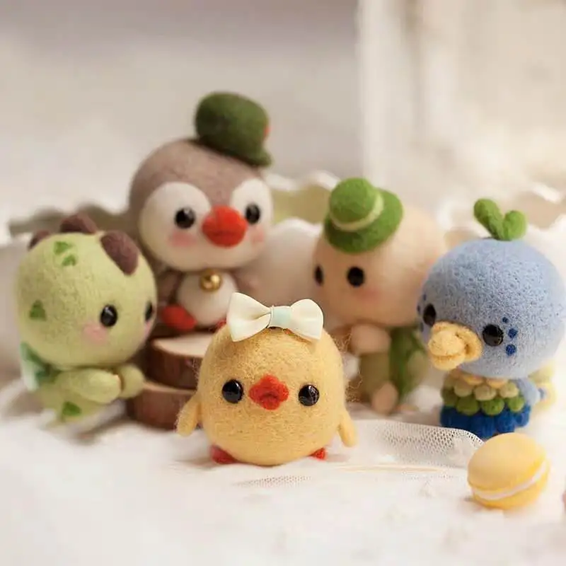 DIY маленькая курица Пингвин Шерсть Войлок рукоделие с баклажаном необработанный