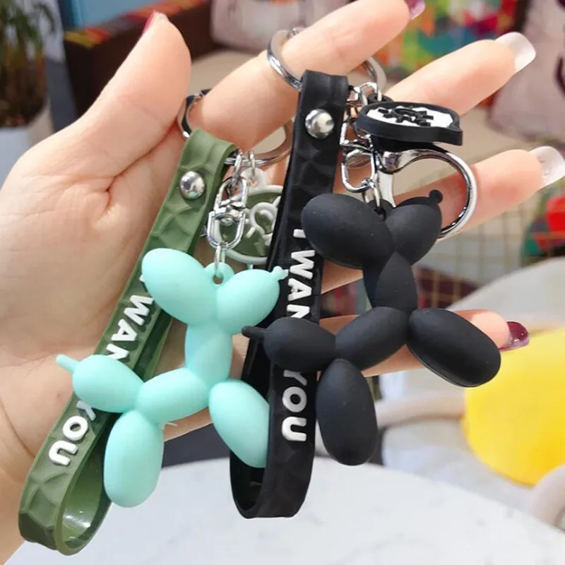 

New Fashion Stereo Cute Balloon Dog Keychain Key ring Creative Cartoon Mobile Phone Bag Car Pendant Fun Keychain