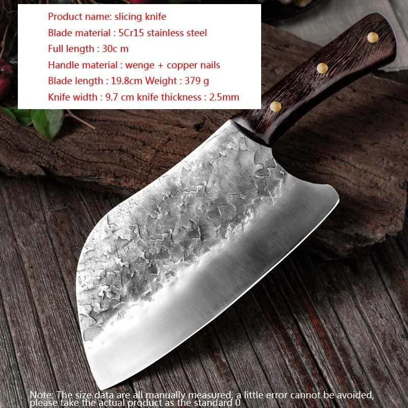 

Traditional Forged Kitchen Knife Set Handmade Hammer Stainless Steel Chef's Chopper Cooking Knives Meat Slicer Butcher Knife