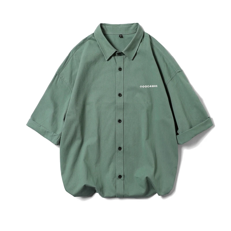 

Мужская рубашка три четверти, Повседневная Уличная рубашка, отложная одежда