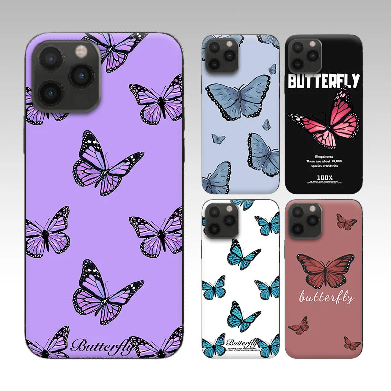 

Cute Butterfly Phone Case For IPhone 12 Mini 11 Pro XS Max X XR 7 8 Plus SE 2020 Soft Cover Case For IPhone 12Pro Cover