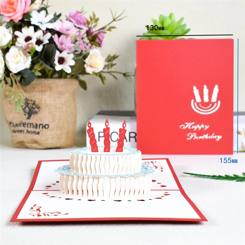 С днем рождения карты с конвертом всплывающее окно 3D поздравительная открытка