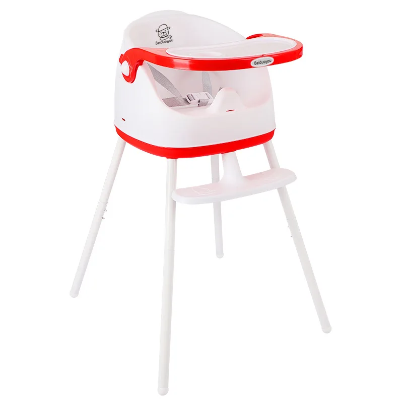 red wheel high foot Детский стульчик для кормления детей грудного вскармливания стул с регулируемым размером сиденье Еда Класс Материал обеденный стол с йо-йо игрушки-машинки - Цвет: red wheel high foot