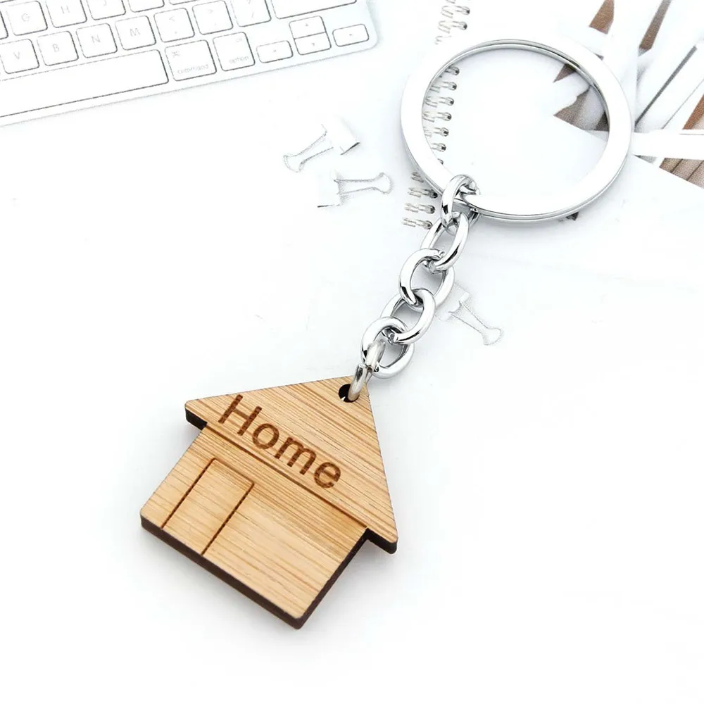 fashion house key chain wood keychain housewarming gift new home key ring decoration for women girls free global shipping