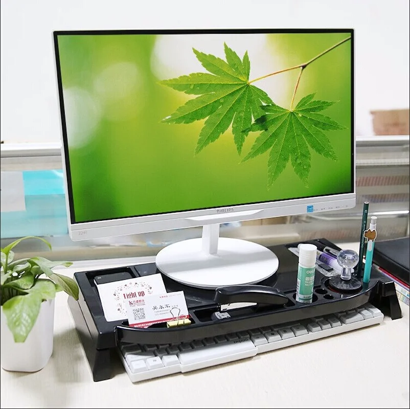 Пластиковая стойка для клавиатуры настольного монитора Офисная с органайзером
