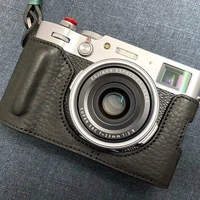 high quality handmade genuine leather half case bag camera cover for fujifilm x100v