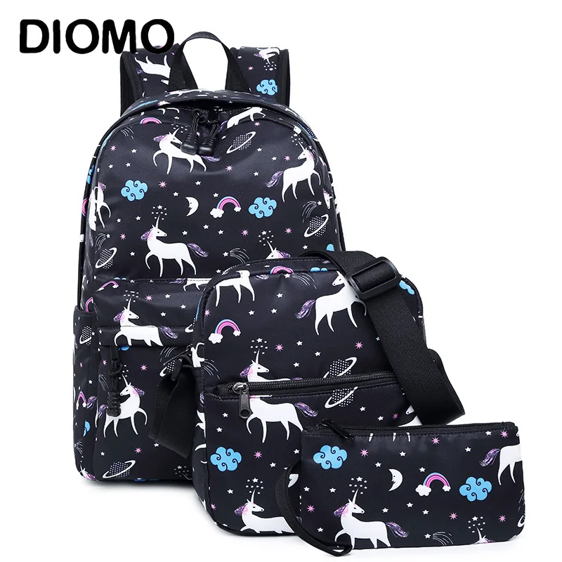 Рюкзак DIOMO с единорогом, школьная сумка для девочек-подростков, Детская сумка через плечо