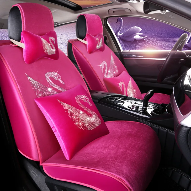 

New Swan hot drill car seat cover warm Plush all around five seat autumn and winter seat cover women's car cushion