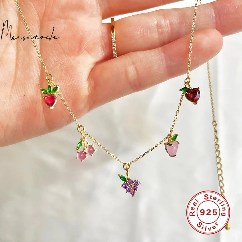 

MORSE CODE 2021 Summer New Fruit Necklace For Women Delicate Pendants Femme Chain Jewelry Charm Necklace Wholesale Mujer Collar