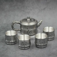 silver teapot 999 sterling silver teacup tea set tea ceremony boiling kettle bamboo fun teapot snow silver kungfu tea set