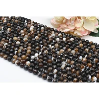 6 12mm natural faceted coffee banded agate round stone beads for diy bracelet necklace jewelry making strand 15
