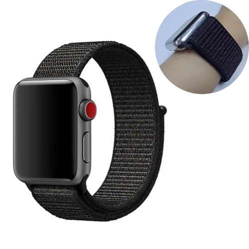 7-black red Ремешок для спортивных часов для apple watch, ремешок 42 мм, 38 мм, версия apple watch 5/4/3/2/1 наручных часов iwatch, ремешок 44 мм 40 мм двухслойный нейлоновый переплет ремешок для часов - Цвет ремешка: 7-black red