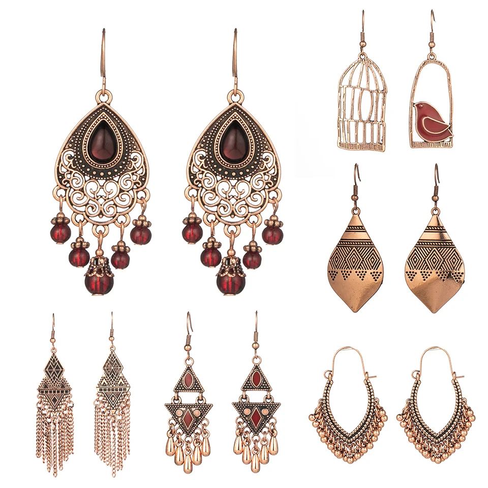 Женские серьги подвески с кисточками в винтажном стиле розового золота вечерние