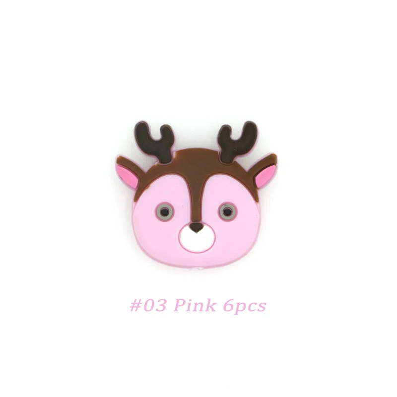 Pink 6pcs Kovict 6/10 шт., маленького размера, круглой формы с диаметром 32 мм силиконов бусов маленький олень Круглые бусины для силиконовый Прорезыватель для зубов Еда Класс Грызуны DIY ребенка режутся зубы игрушки - Цвет: Pink 6pcs