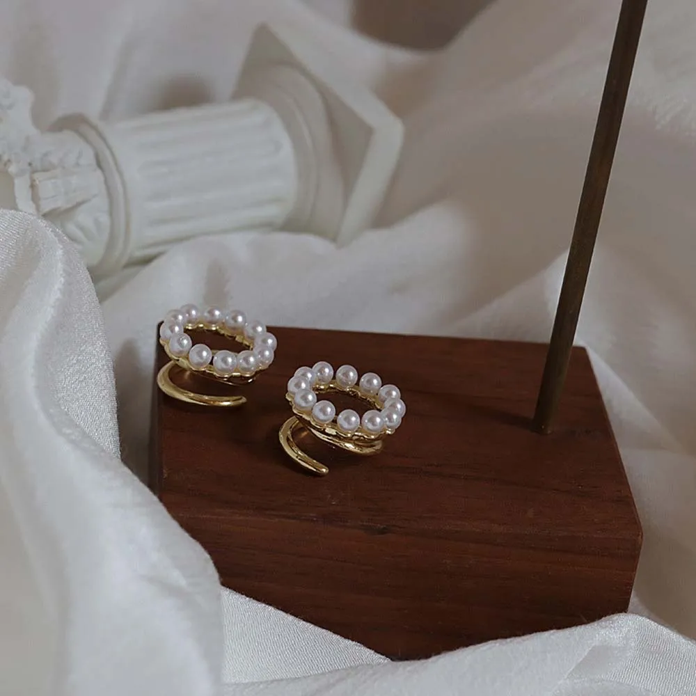 Новые Изысканные жемчужные круглые клипсы для ушей Дикие ретро простые серьги