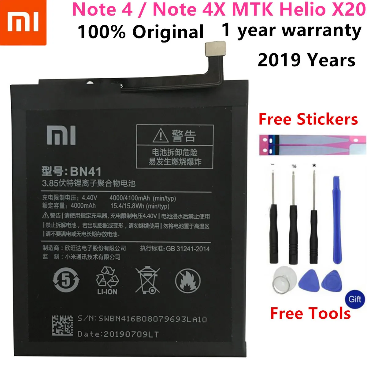 BN30 BN41 BN43 BM46 BM47 Батарея для Xiaomi Redmi Hongmi 4A Note 4 4X MTK global Snapdragon 625 Note 3 3 Pro 3 3S 3X Батарея - Цвет: BN41 For Note 4