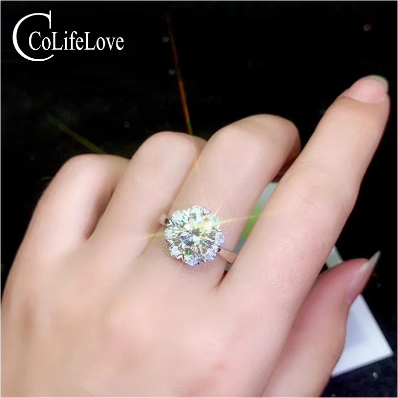 Женское кольцо CoLifeLove 1 карат 2 карата 3 F цветное моиссанитовое серебряное