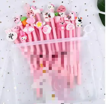 20pcs Pink 20 шт./лот милые гелевые ручки Kawaii Girl, нейтральные ручки с мультяшными рисунками для детей, подарки, школьные принадлежности, канцелярские принадлежности с сумкой - Цвет: 20pcs Pink