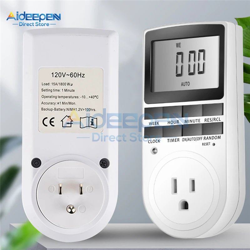 

Electronic Digital Timer Switch EU US UK Plug Kitchen Timer Outlet 230V 50HZ 7 Day 12/24 Hour Programmable Timing Socket