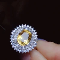 925 silver citrine ring for daily wear 8mm10mm natural vvs grade citrine ring fashion yellow crystal silver ring