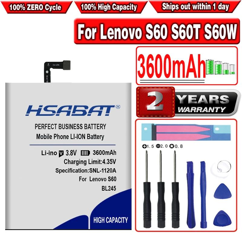Аккумулятор HSABAT 3600 мАч BL245 для Lenovo S60 S60T S60W|Аккумуляторы мобильных телефонов| |