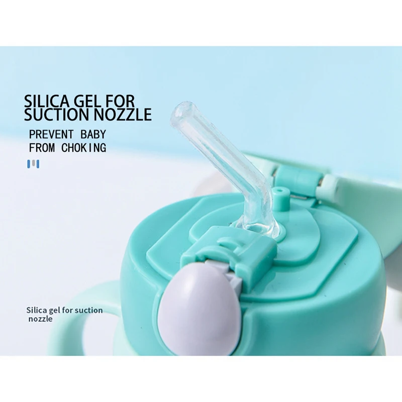 

2020 Kids Children Cartoon Animal School Drinking Water Straw Bottle Straw Sippy Baby Cup With Shoulder Strap 450ml