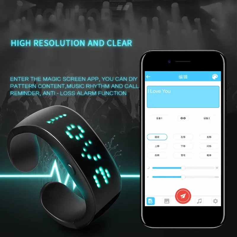 Последний светящийся светодиодный браслет программируемые светодиодные