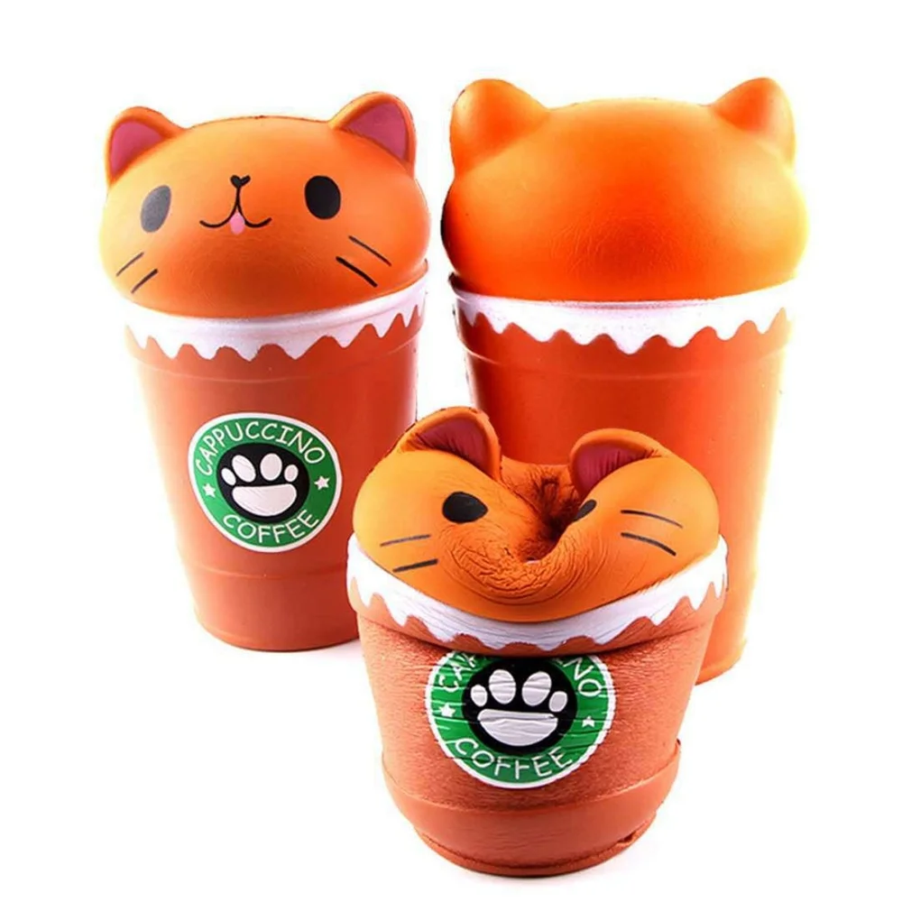 

Coffee Cup Cat Head Decompression Vent Squeezing Cat Kawaii Adult Children Decompression Toys (Coffee)
