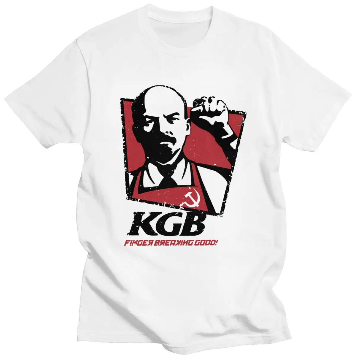 

Vintage KGB Vladimir Lenin T Shirt Men Pure Cotton Urban T-shirt Short Sleeved USSR Russia Communism Marxism Socialism Tee Tops