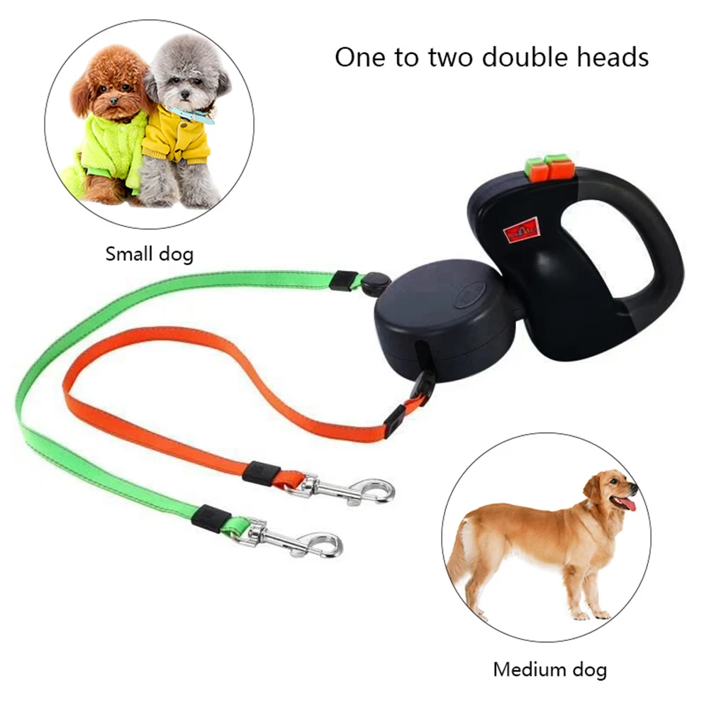 

2Head/1Head Pet Leashes Automatic Retractable Dogs Traction Rope 360 Rotation Distributor Creative Dog Chain Pet Supplies