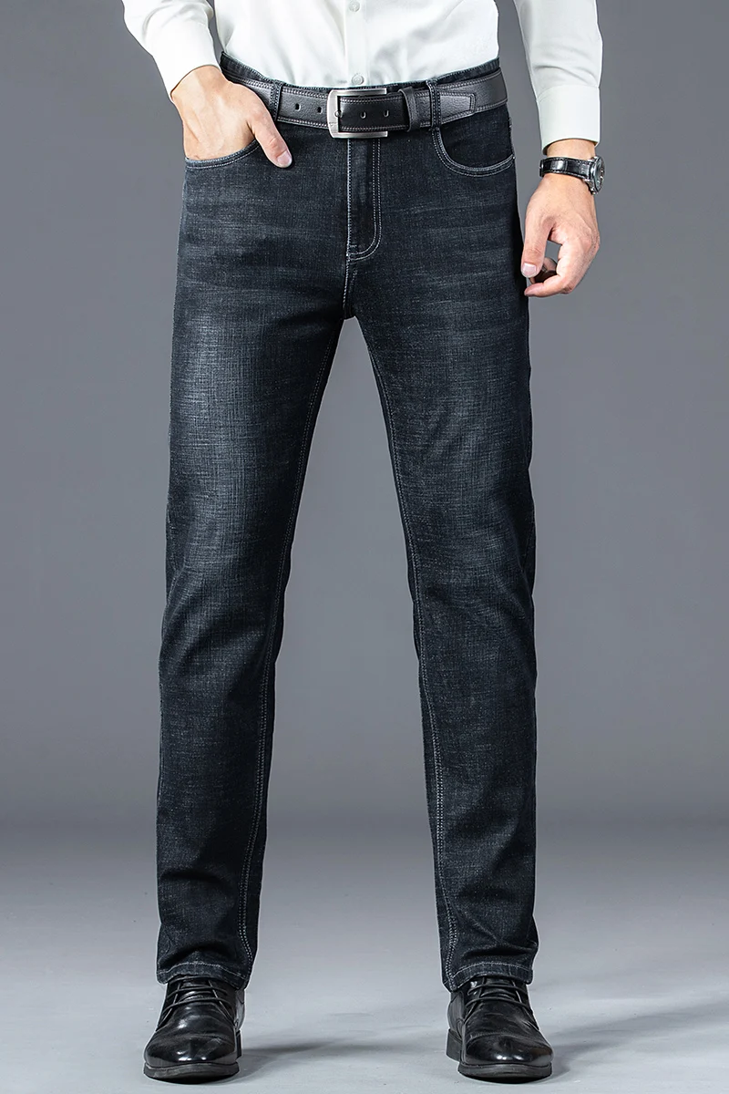 

2021 autumn and winter men's classic jeans men's stretch slim jeans high-end business casual high-end straight jeans