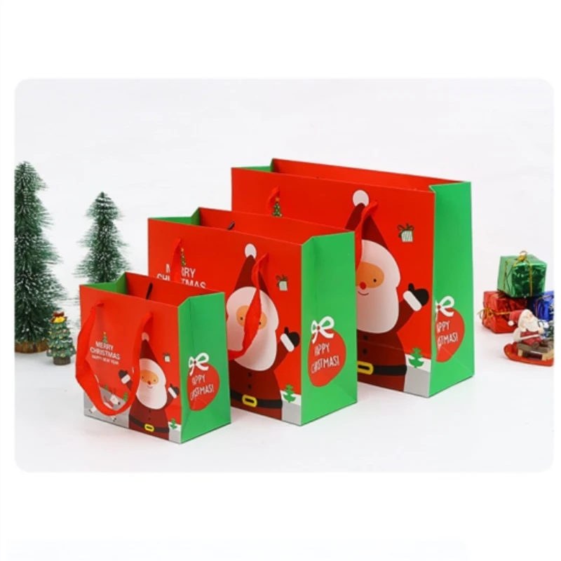 Red Bag LBSISI Life 10 шт Рождественская Подарочная коробка Подарочный пакет бумажная Санта Клаус Конфета в виде снеговика печенья рождественские упаковочные коробки с поздравительной открыткой - Цвет: Red Bag