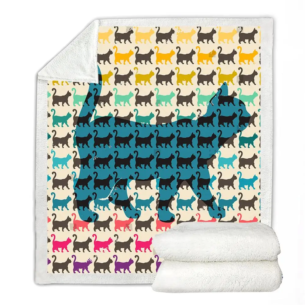 Одеяло из шерпы с мультипликационным котом милый плед для детей тонкое одеяло