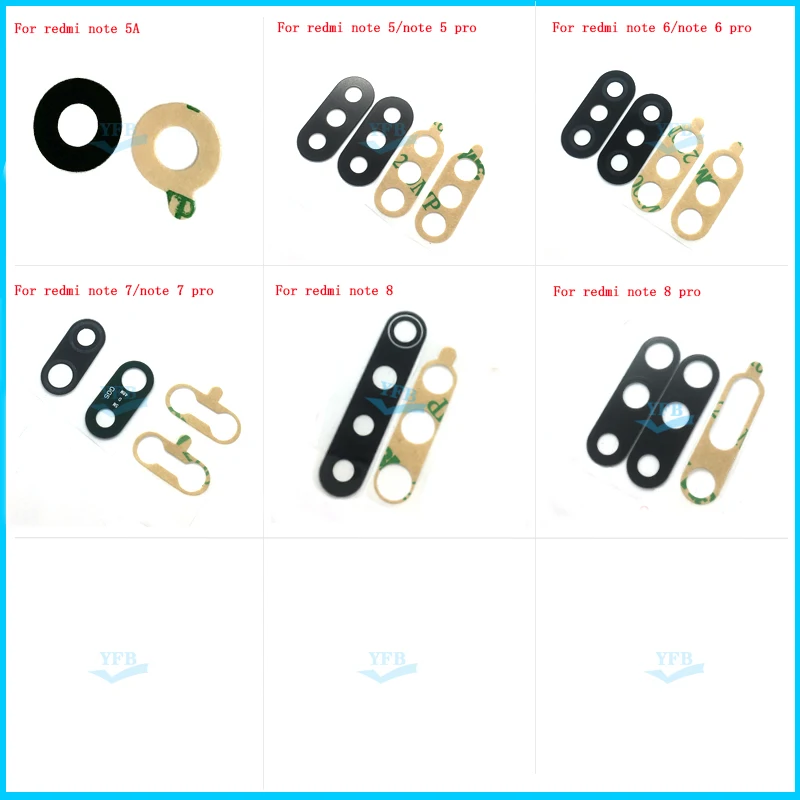 Camera Glass Lens For Xiaomi Redmi Note 9 9S 10 8 7 6 5 5A Pro Rear Bcak Cover With Adhesive Sticker Replacement | Мобильные