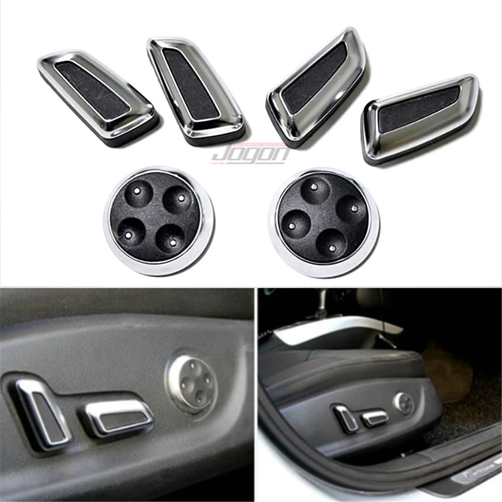 

6pcs ABS Chrome Car Seat Adjustment Button Switch Cover Sticker Trim For Audi A3 A4 B8 A5 A6 C7 C6 A7 Q3 Q5 Black & Beige